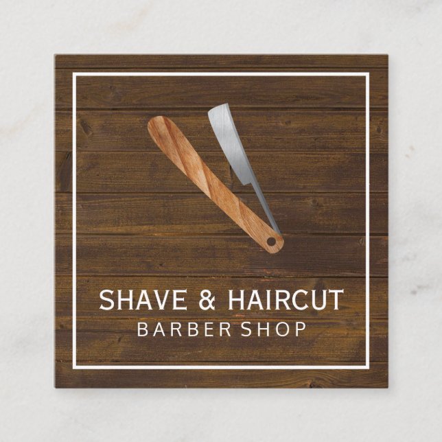 Razor Rustic Wood White Box Quadratische Visitenkarte (Vorderseite)