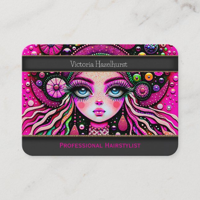 Razzle Dazzle Fun Berufliche Frisur Stylist Visitenkarte (Vorderseite)