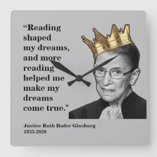RBG, Lesekonzept, grau Quadratische Wanduhr