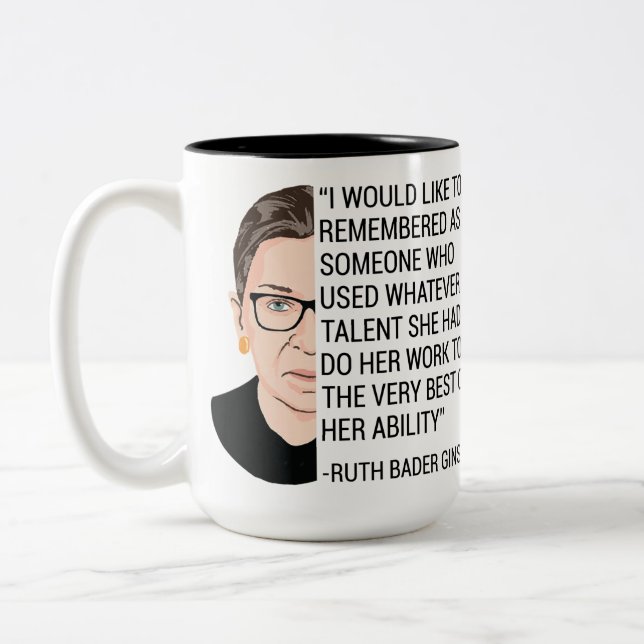 RBG Ruth Bader Ginsburg Tribut RIP Zweifarbige Tasse (Links)