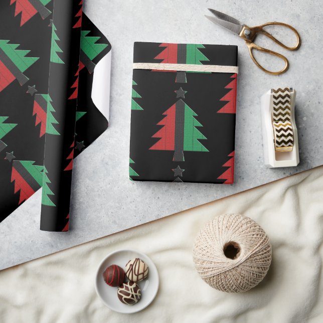 RBG UNIA Afroamerikanischer Kwanzaa Weihnachtsbaum Geschenkpapier (Kunsthandwerk)