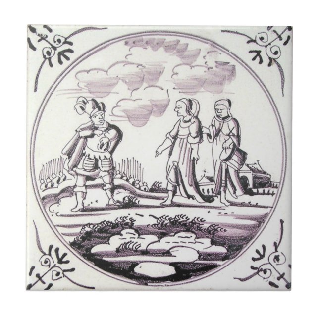 RBT02 Delft biblisches Mangan-rote Keramik-Fliese Fliese (Vorderseite)
