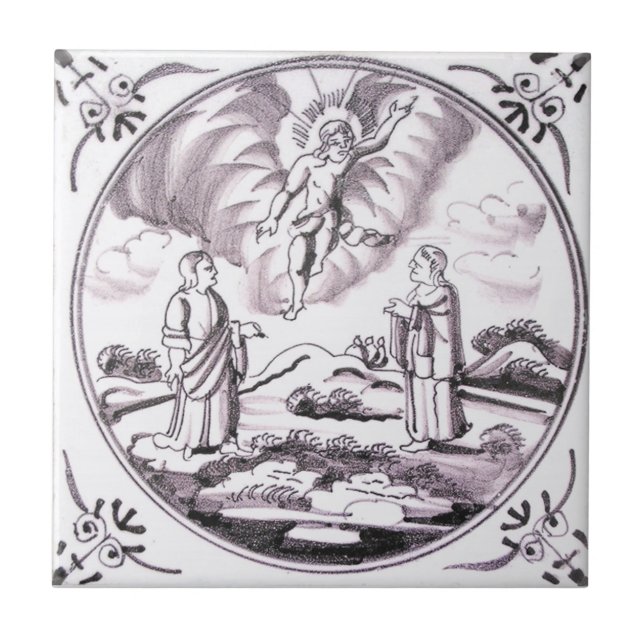 RBT14 Delft Biblical Blue oder Deep Red Keramik Ti Fliese (Vorderseite)