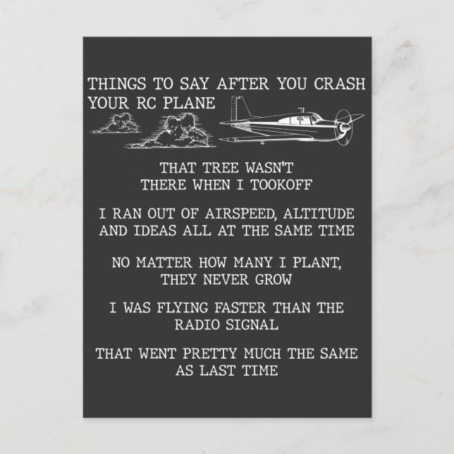 RC-Flugzeug Pilot Luftfahrthobby-Flugzeuganhänger Postkarte (Vorderseite)