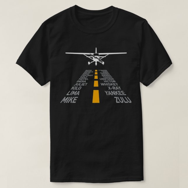RC Plane Pilot Airport Runway Phonetic Alphabet Sm T-Shirt (Design vorne)
