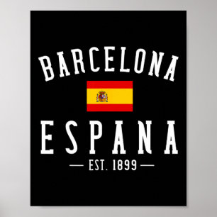 Rcelona Espana Spanien Est. Souvenir Flagge Karte  Poster