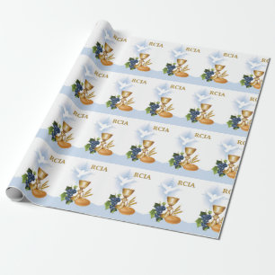 RCIA Gratulation Katholische Sakramentssymbole Geschenkpapier