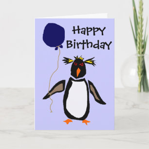 Rcokhopper Pinguin, der Ballon hält Karte