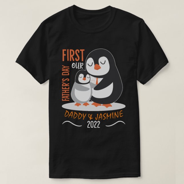 RD Personalisierte Pinguine Vater und Tochter T-Shirt (Design vorne)