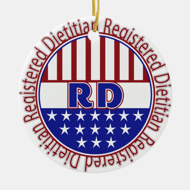 RD Registriert Diätitisches PATRIOTISCHES LOGO Keramik Ornament (Vorne)