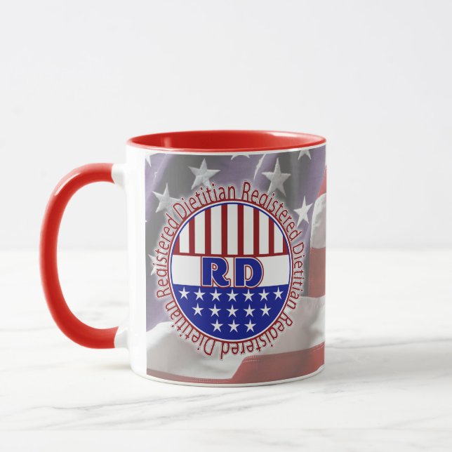 RD Registriert Diätitisches PATRIOTISCHES LOGO Tasse (Links)