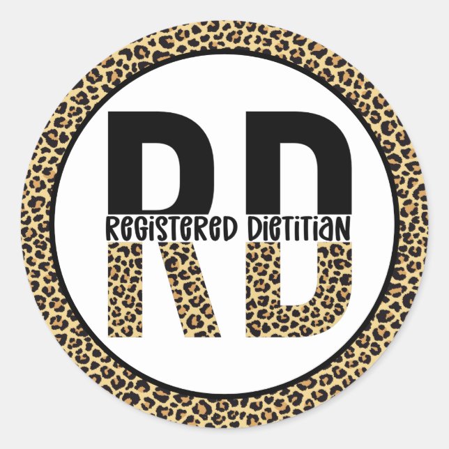 RD Registriert Dietitian Cheetah Print RD Geschenk Runder Aufkleber (Vorderseite)