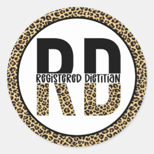 RD Registriert Dietitian Cheetah Print RD Geschenk Runder Aufkleber