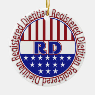 RD registriertes Diätetiker PATRIOTISCHES LOGO Keramik Ornament