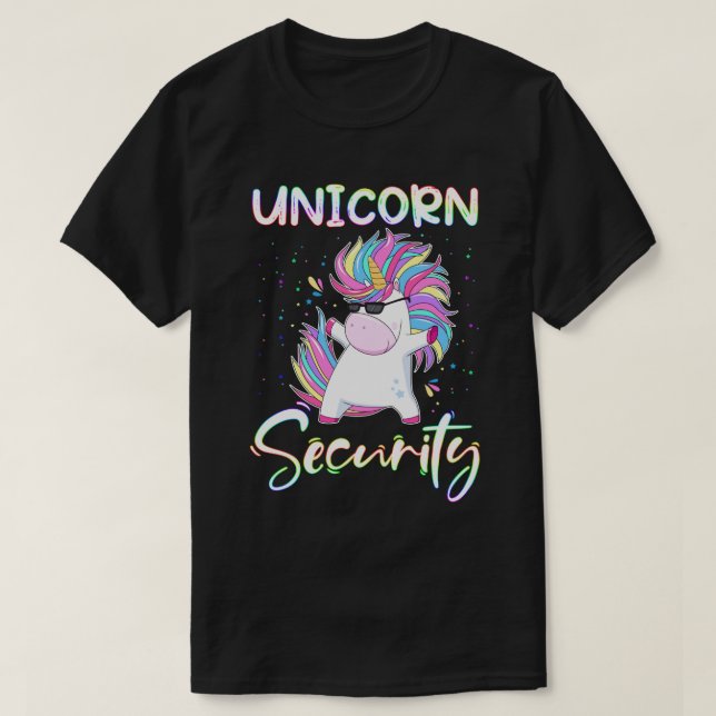 RD Unicorn Security Rainbow Muscle Manly Funny  T-Shirt (Design vorne)