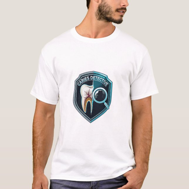 RDH Caries Detective Badge Design | Minimalist Den T-Shirt (Vorderseite)
