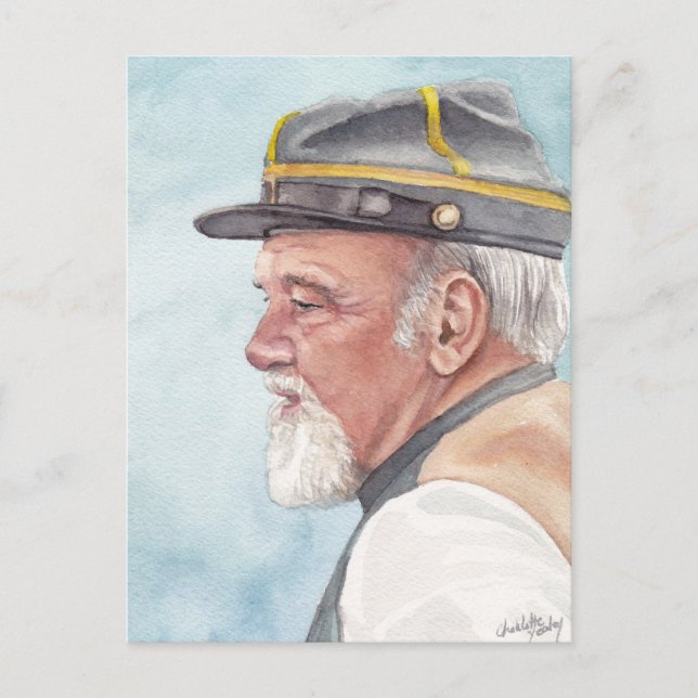 Re-enactor Wasserfarbe Postkarte (Vorderseite)