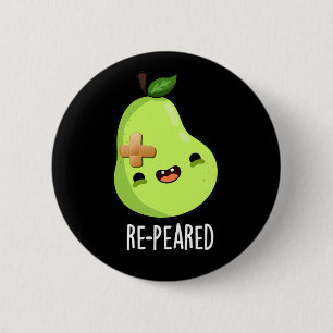 Re-peared Funny Fruit Birne Pun Dark BG Button