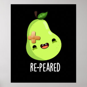 Re-peared Funny Fruit Birne Pun Dark BG Poster