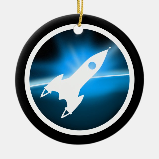 Re-Ro-Raketenschiff Grafik Keramik Ornament (Vorne)