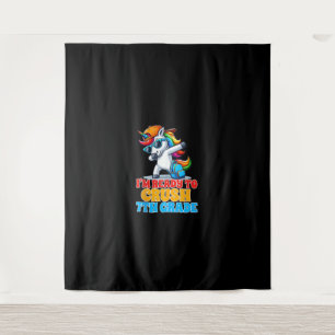 Re. Runde Dabbing Einhorn Ich bin bereit, sieben z Wandteppich