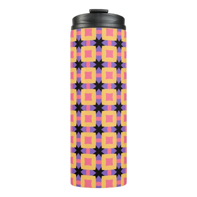 Re-Square-Gittermuster mit hellen Farben Thermosbecher (Vorderseite)