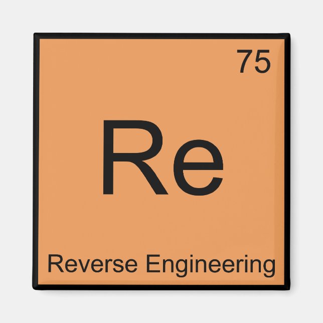 Re - Symbol für das Element Reverse Engineering Ch Magnet (Vorne)