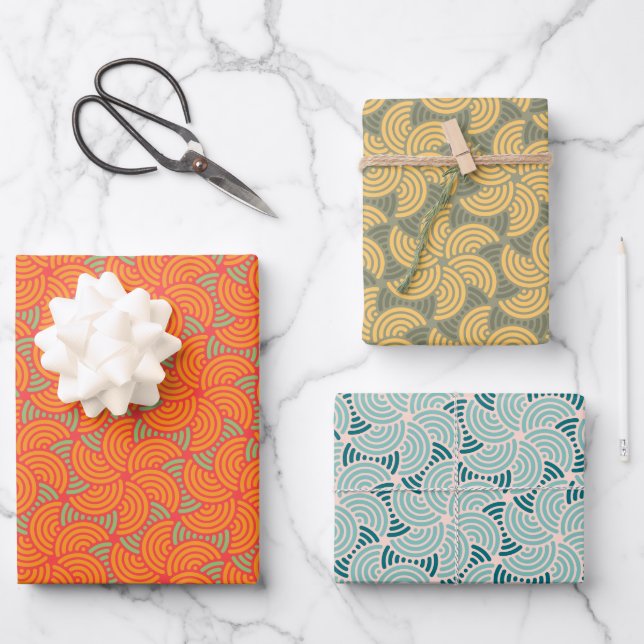 Re-zentrisches Rundungsmuster Geschenkpapier Set (Vorderseite)