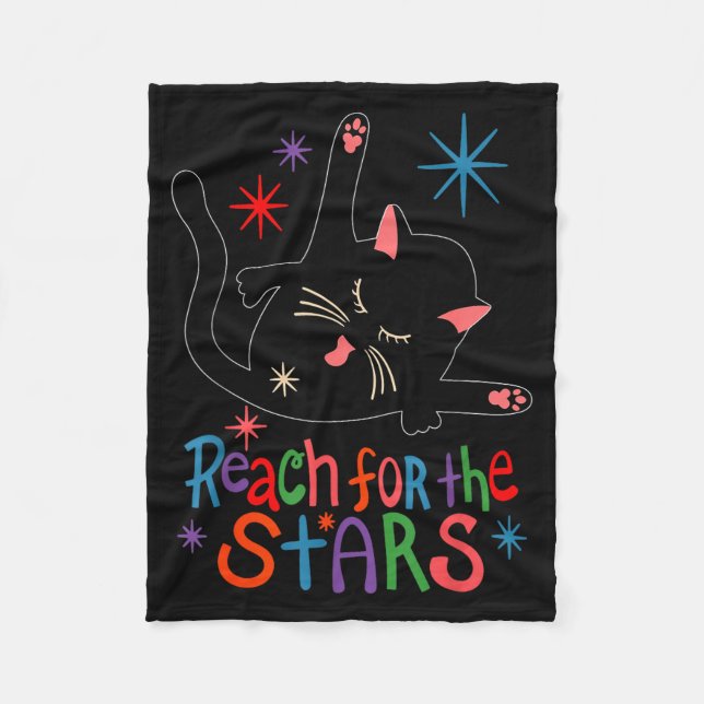 Reach For The Stars Funny Cat  Fleecedecke (Vorderseite)