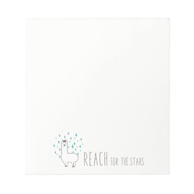"Reach for the Stars" Sweet Llama Illustration Notizblock (Vorderseite)