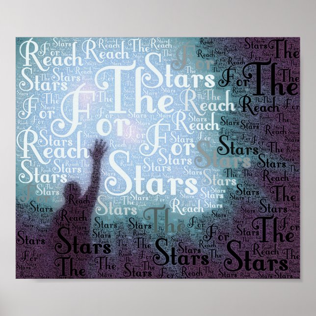 Reach For The Stars Timpographic Words Poster (Devant)