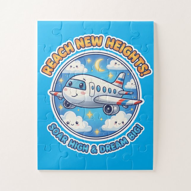 Reach New Heights! Dream Big - Cheerful  Airplane (Vertikal)