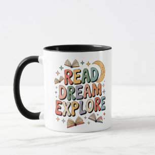 Read Dream Explare Books Crescent Moon Whimsical Tasse