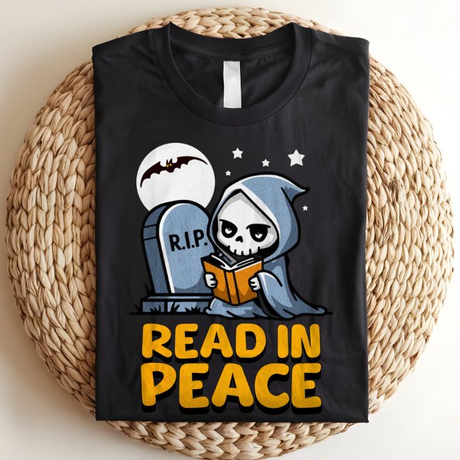 Read in Peace Bookworm Grim Sensenmann Halloween Tri-Blend Shirt (Von Creator hochgeladen)
