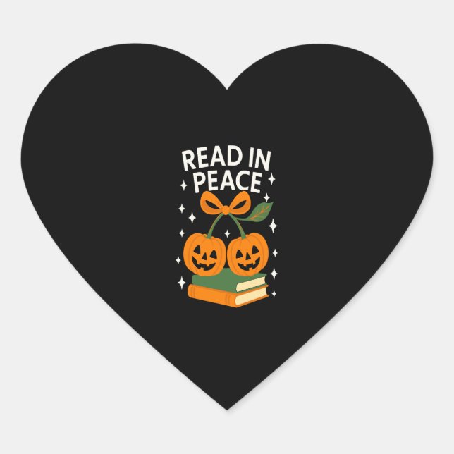 Read in Peace Funny Halloween Book Herz-Aufkleber (Vorderseite)