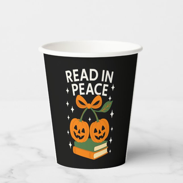 Read in Peace Funny Halloween Book Pappbecher (Vorderseite)