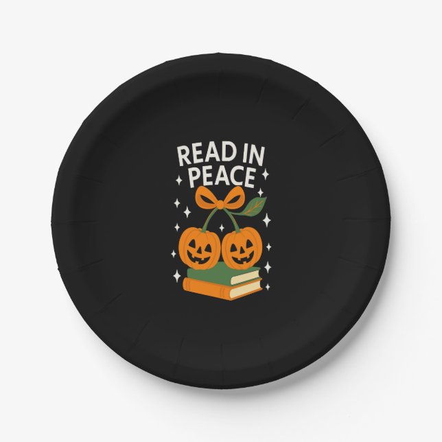 Read in Peace Funny Halloween Book Pappteller (Vorderseite)