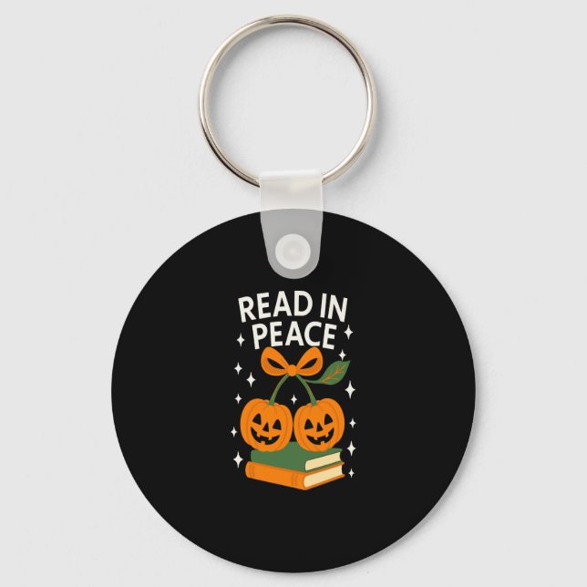 Read in Peace Funny Halloween Book Schlüsselanhänger (Vorderseite)
