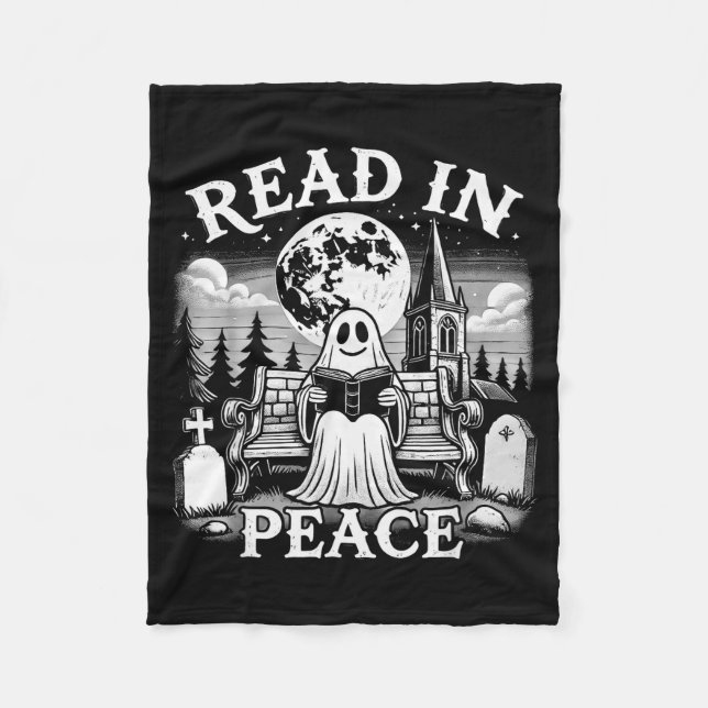 Read In Peace Ghost Reading Books Funny Halloween  Fleecedecke (Vorderseite)