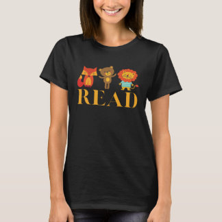 Read Librarian School Library Fox Bear Lion Book R T-Shirt