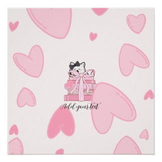 Read • Love • Display – Cat & Book Glossy Poster