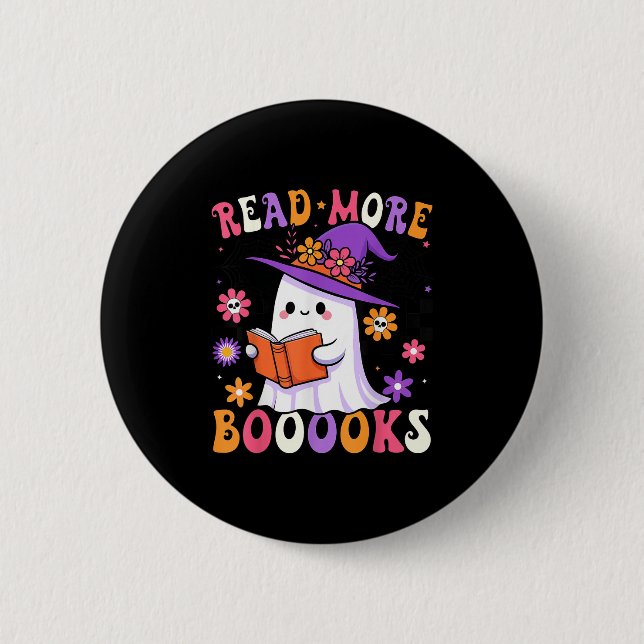 Read More Books Ghost Reading Book Funny Teacher H Button (Vorderseite)