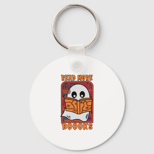 Read More Books Library Ghost Reading Halloween Schlüsselanhänger (Vorderseite)