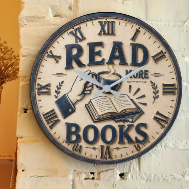 Read More Books Reading Lover Gift Große Wanduhr (Von Creator hochgeladen)