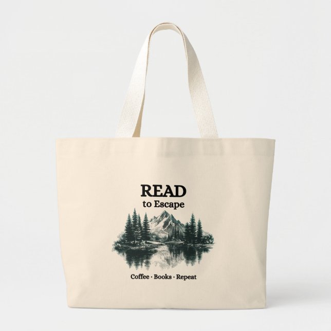 Read to Escape – Coffee, Books, Repeat Tote Bag Jumbo Stoffbeutel (Vorne)