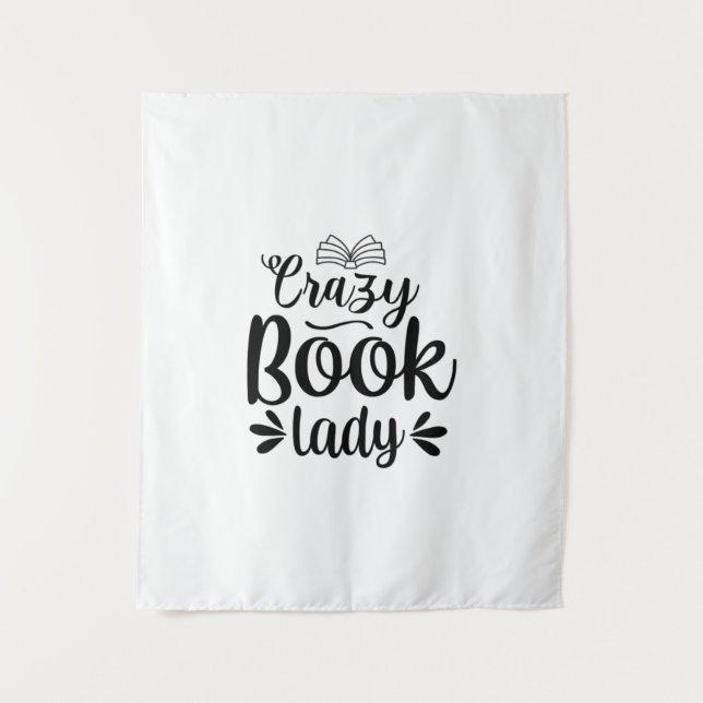 Reading Art Crazy Book Lady Wandteppich (Vorderseite)
