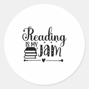 Reading Art Reading Is My Jam Runder Aufkleber