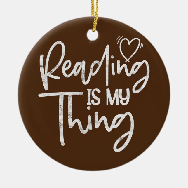 Reading Book Reader Bookworm Librarian Teacher Keramik Ornament (Vorne)