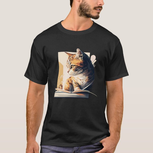 Reading Cat Book Lover Cat Lover Bookworm Cat Owne T-Shirt (Vorderseite)