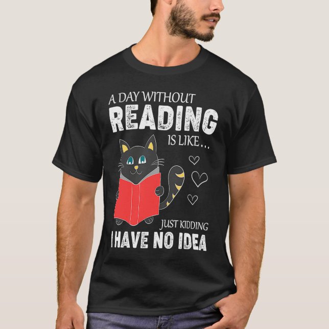 Reading Cat   Cat   Cool Book Worm T-Shirt (Vorderseite)